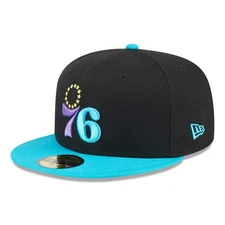 Men's New Era Black/Turquoise Philadelphia 76ers Arcade Scheme 59FIFTY Fitted