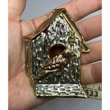 Bird Birdhouse Brooch or Necklace Pendent 