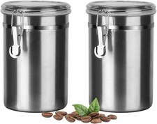 Contenedor hermético de almacenamiento de cocina de acero inoxidable de 1,8 L para café y té