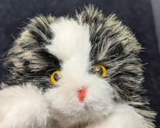 Vintage Furry Folk Folkmanis Black White Kitten 8" Stuffed Plush Puppet Cat