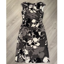 Lauren Ralph Lauren Black White Floral Print Sheath Dress Women Size 6