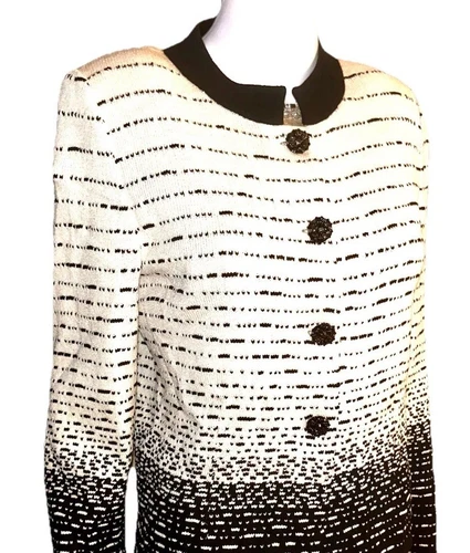 OFF WHITE Maglione blazer Toula taglia 6 avorio e nero ombreggiato maglia misto lana nuovo con etichetta