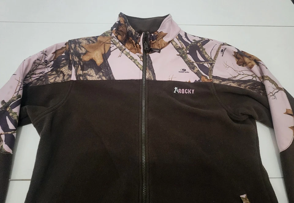 ROCKY Womens Brown Fleece Pink Mossy Oak Jacket Sz XL Hunting Camo Soft Y2K - Image 3 of 4