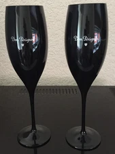 DOM PERIGNON CHAMPAGNE   BLACK CRYSTAL FLUTES X 2 RARE  MORE AVAILABLE