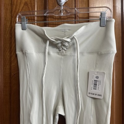 Year Of Ours Ribbed Football Leggings  Bone  Looks Light Green. Size Large Read