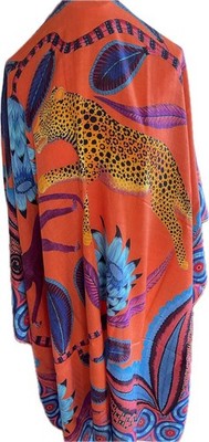 Orig. HERMES 140 Kaschmir Seide  ''The Savana Dance'' 2017 Orange /Bleu NEU Box