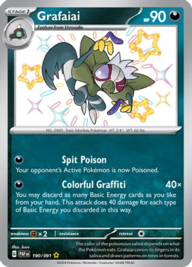 Pokemon Grafaiai - 190/091 - Shiny Rare NM-Mint Paldean Fates