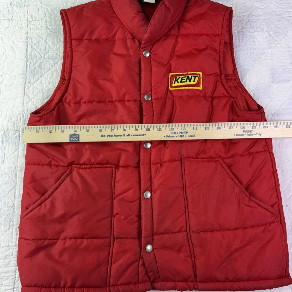 Chaleco acolchado Swingster vintage para hombre mediano rojo parche Kent protector polar nailon EE. UU. Foto 4 de 4
