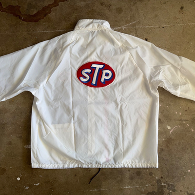 70s VINTAGE STP MOTOR OIL NYLON RACING TEAM JACKET SZ L ZIP UP