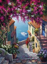 30"x 42" Tuscany Italy Villa Garden Beach ocean ceramic tile mural backsplash