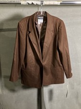 Vintage 90s Sag Harbor Petite Brown 100 Wool Blazer NWT Sz 16