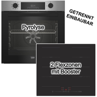 Herdset Pyrolyse Backofen + Pkm Induktionskochfeld 2 Flexzonen Booster Slider