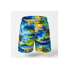 Boys Swim Shorts  Swimming Trunks Tropical Pattern Elastic Waist