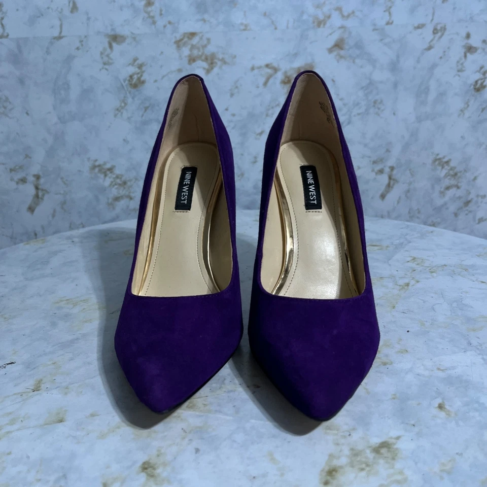 Zapatos para mujer Nine West talla 8M púrpura gamuza bomba comodidad carrera moda tacones Foto 2 de 4