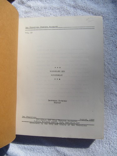 WPA 1939 SAN FRANCISCO THEATRE RESEARCH Vol 13 Thirteen: MINSTRELSY Vaudeville - Picture 2 of 6