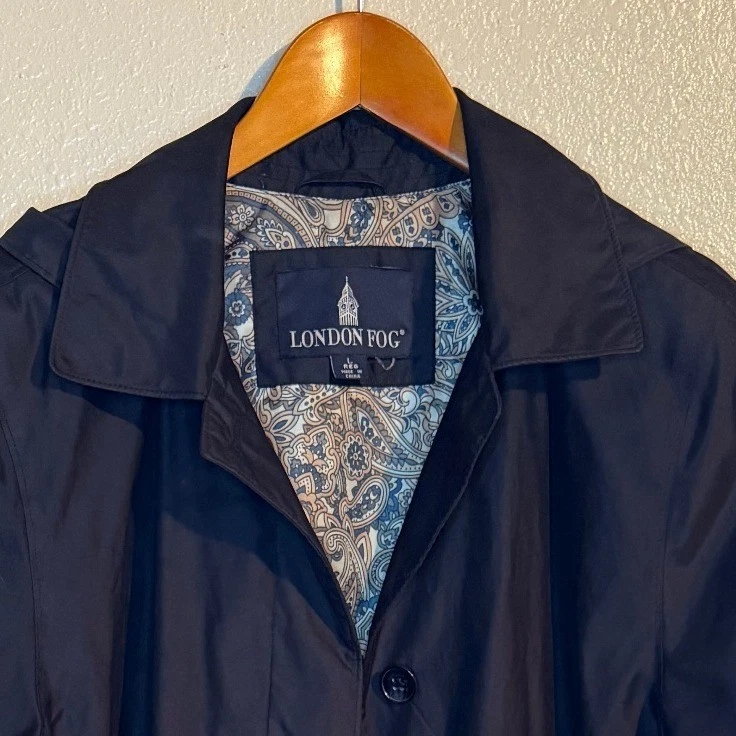 London Fog Trench Coat Women Large Black Hooded Rain Lined Winter Office Work - Image 2 of 4