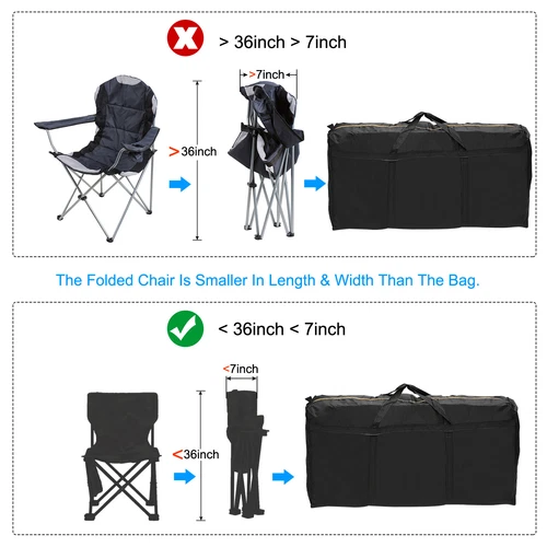 35x9.8x19" Camp Chair Replacement Bag Extra Large Waterproof Storage Bag Black - Picture 5 of 8