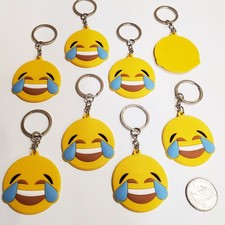 Laughing Emoji keychains 8 birthday gift bag party favors - keychain set lot