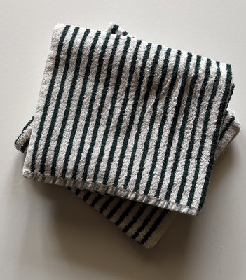 Vintage Martha Stewart Bath Towels Striped 100% Cotton White Green 45 X 24 USA