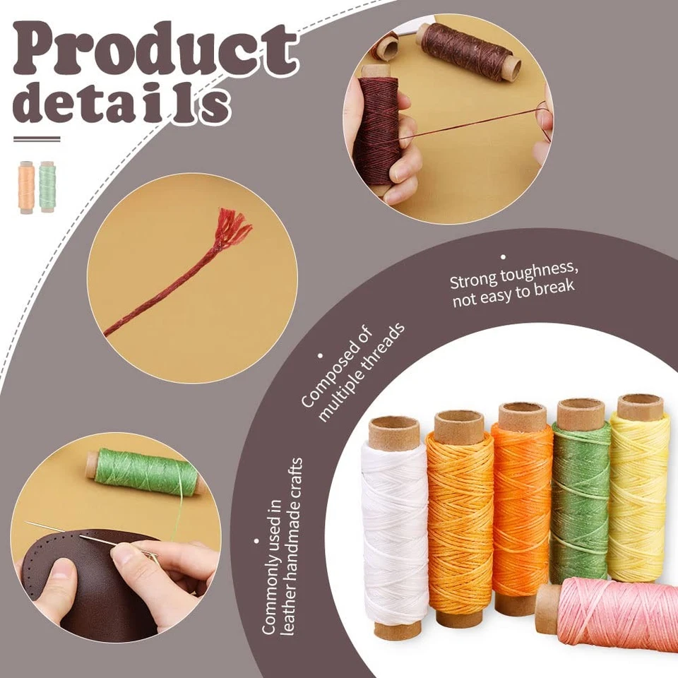 Assorted Color 24PCS 55Yards Leathercraft Waxed Thread-Practical Stitching Th... - Image 3 of 4