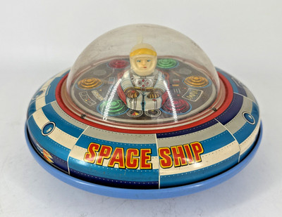 Masudaya Raumschiff X-5 - japanisches batteriebetriebenes Weißblech UFO - funktionstüchtig