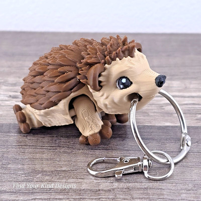 Mini Hedgehog Keychain 3D Printed Articulated Flexi Toy Pet Fidget- Cute Gift