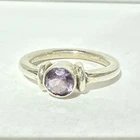 VINTAGE TESTED STERLING SILVER PURPLE AMETHYST STONE SIZE 9 TUBE BAND RING 5.1G