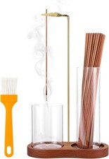 2 in 1 Incense Holder for Sticks with Glass Ash Catcher, Upside Down Anti-Ash In