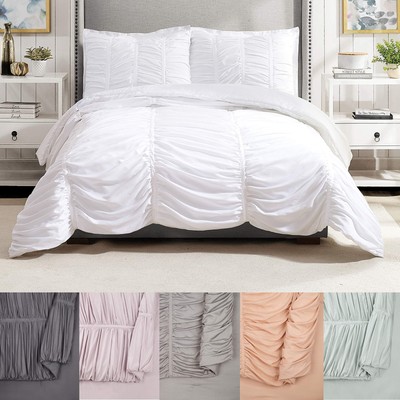 Modern Heirloom Emily Texture (white) 3-piece Comforter Set - Full/queen