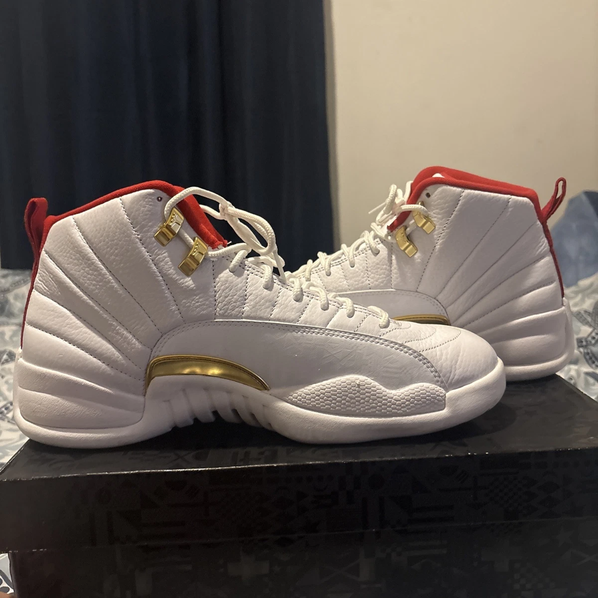 Jordan 12 fiba, US MENS 9.5, white, red, and gold Air Jordan 12 Retro FIBA (2019) (GS) - 153265-107 Raffles  main image 4