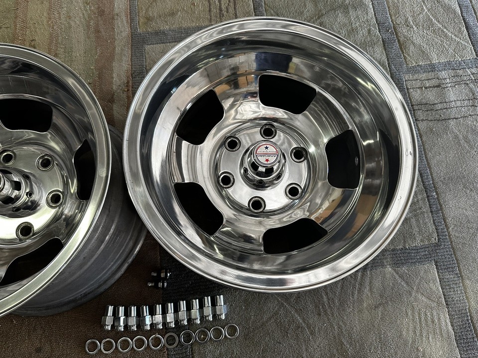 (2) 15x8.5 VINTAGE REAL AMERICAN RACING SLOT MAGS CHEVY 6 LUG 2WD TRUCK ...