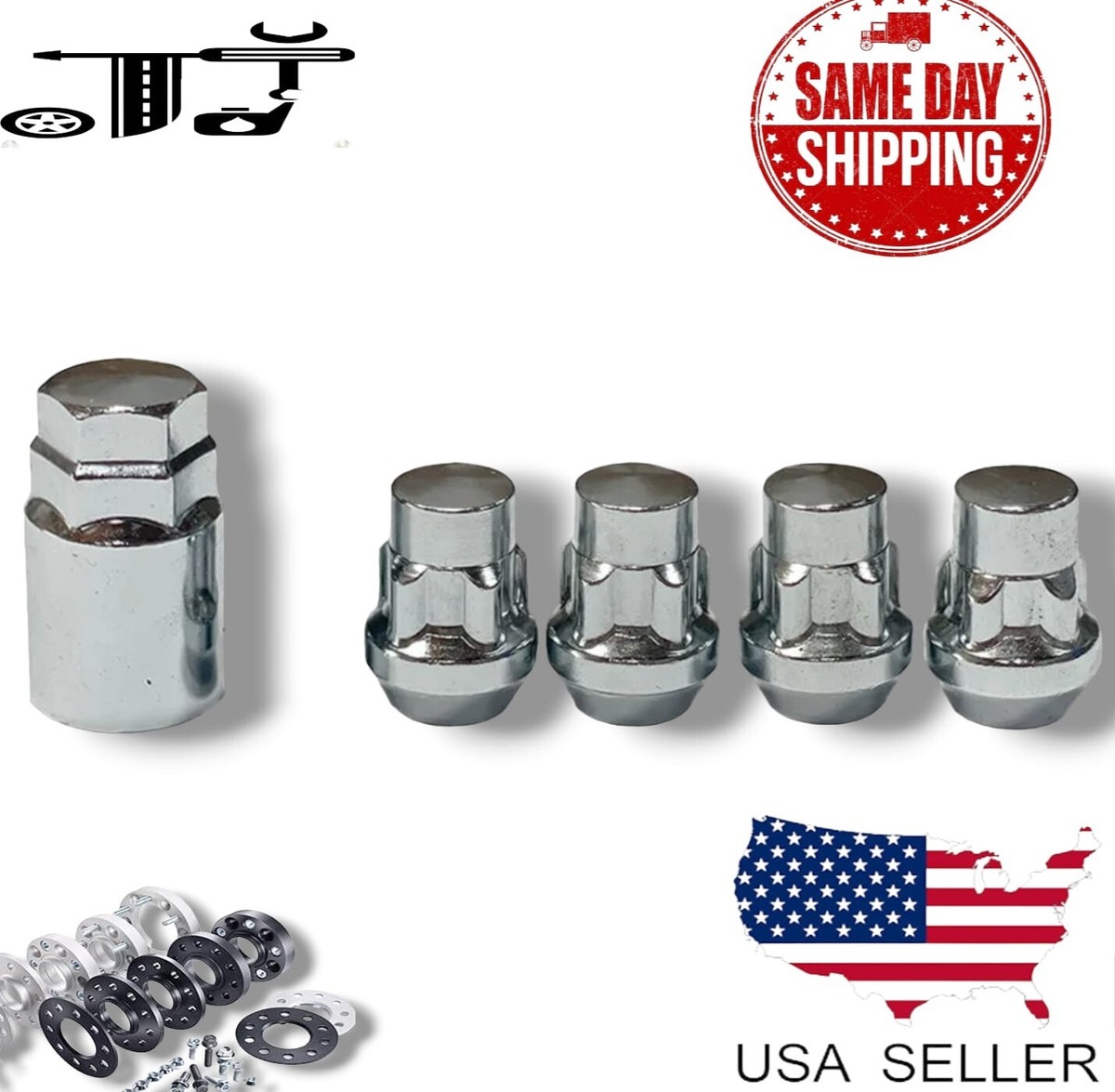 4Pc Chrome M12x1.25 Anti-Theft Wheel Lock Lug Nut Kit Chevy Suzuki