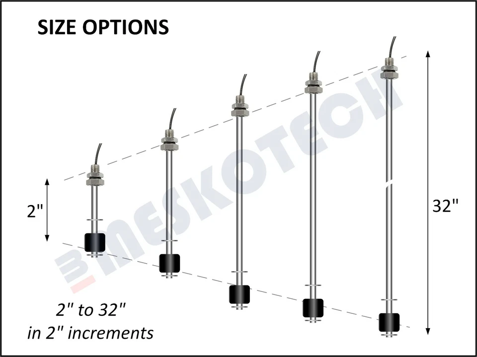 Fuel diesel oil float switch liquid level sensor SS Buna NO/NC 2"-32" M10/flange - Image 4 of 4