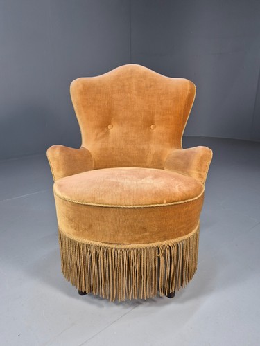Vintage Danish Lounge Chair Gold Velour 1930s Boudoir Suite EB9136 VCLO - Picture 3 of 21