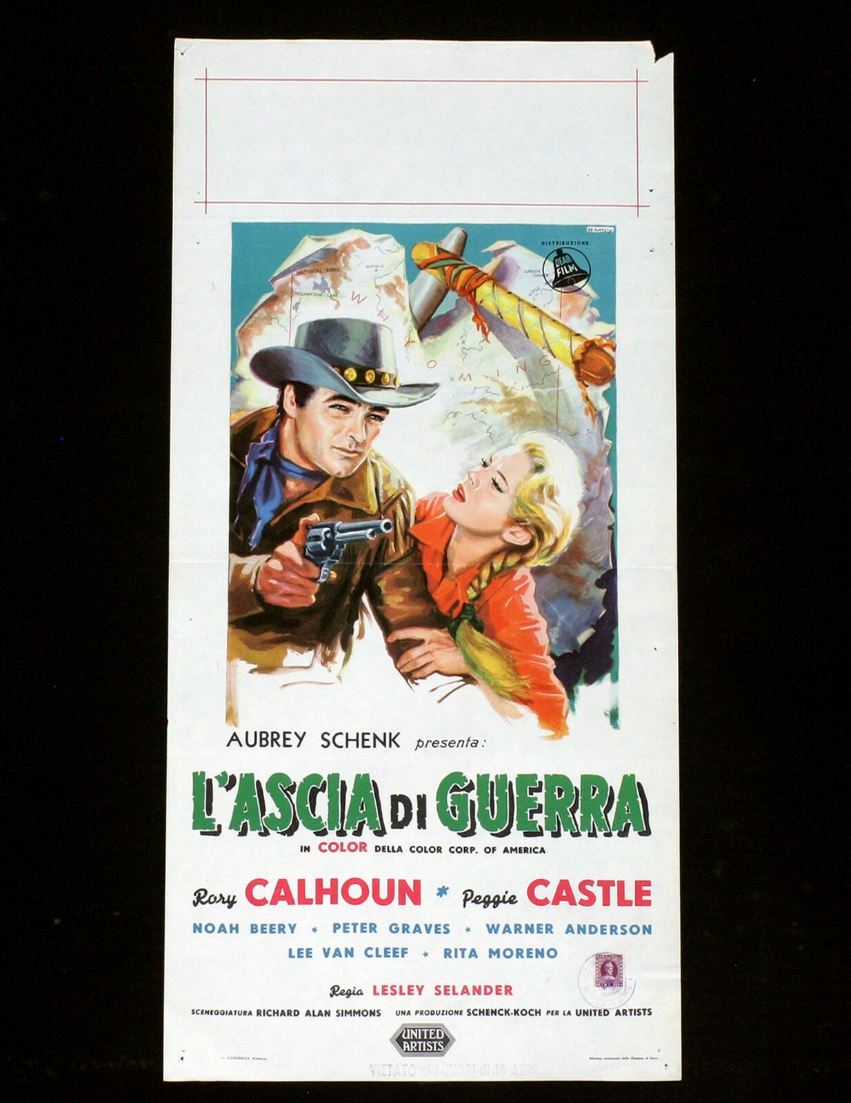 Locandina originale film L'ascia di guerra (1954) - Regia di Lesley Selander