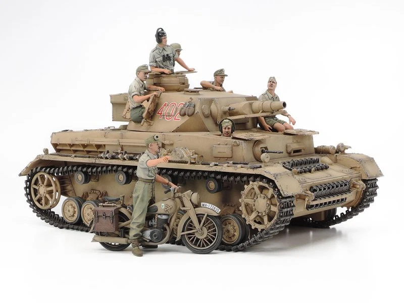 Tamiya 25208 1 35 Scale Model Kit WWII German Tank Panzer IV Ausf.F w Motorcycle