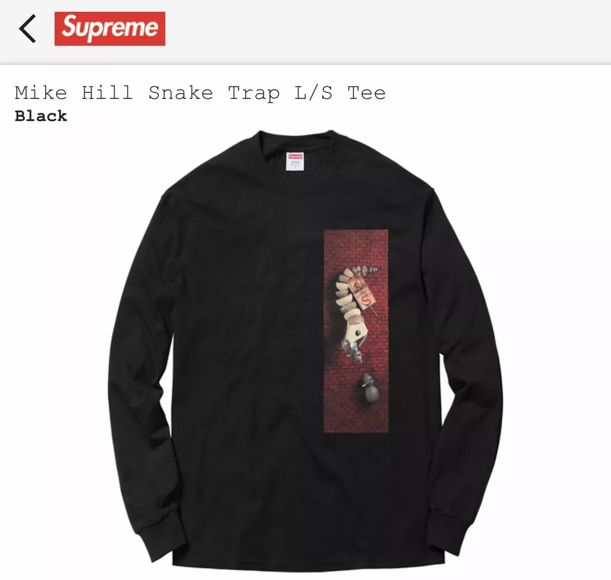Supreme Mike Hill Snake Trap L/S Tee Black Size M | eBay