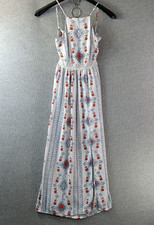 Divided H And M Sundress Womens 0 White Floral Backless Spaghetti Strap Vintage