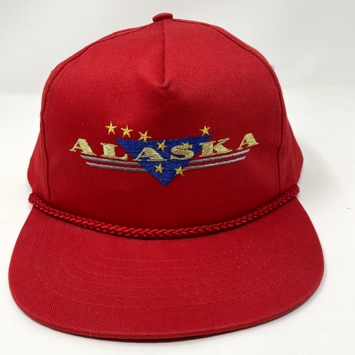 Vintage Alaska Hat Red Trucker Snapback Rare Embroidered Gold Stars 80s EUC - 第 1/10 張圖片