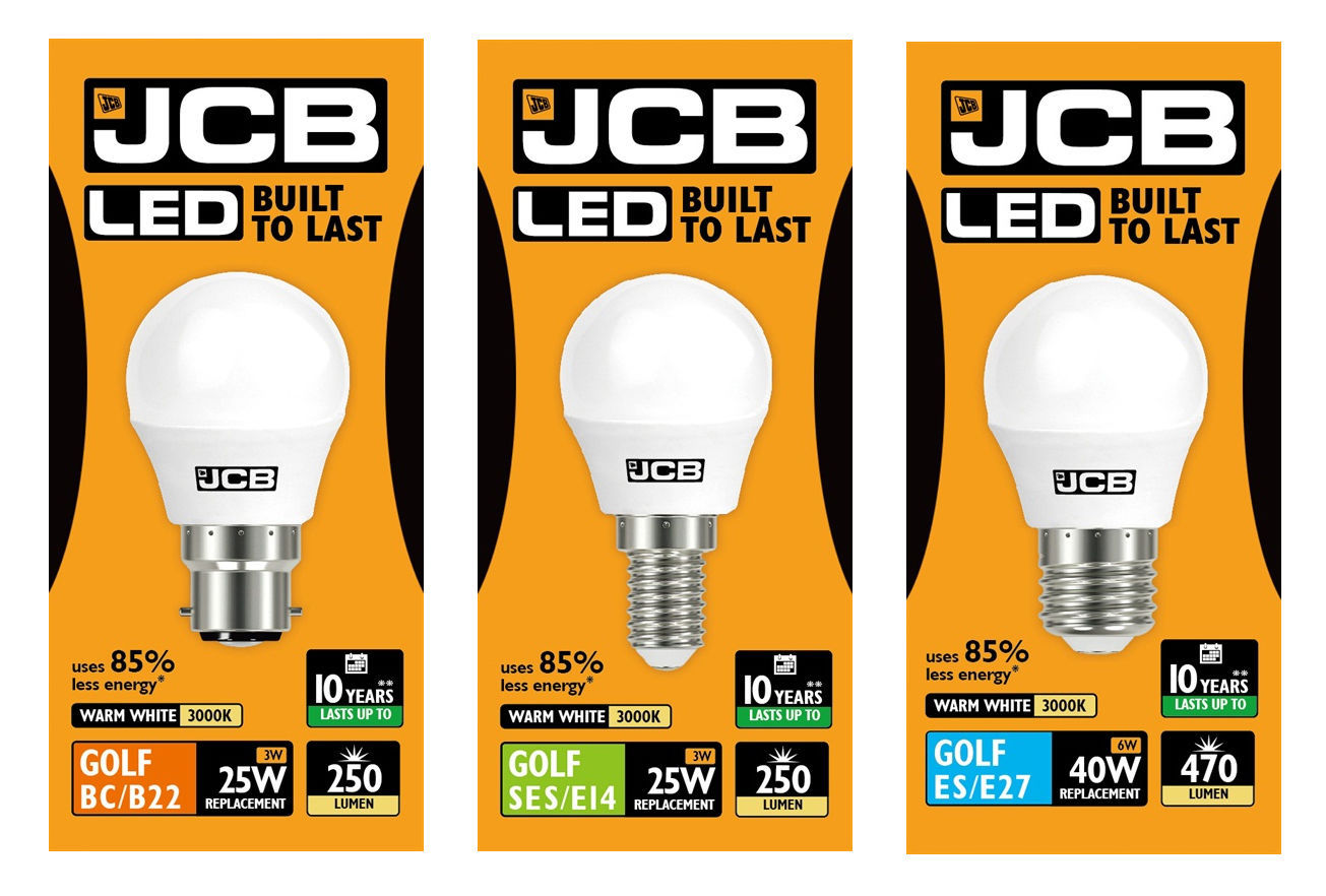 JCB 3w / 6w LED Golf Ball Bulbs B22 E27 E14 Warm Cool Daylight Packs