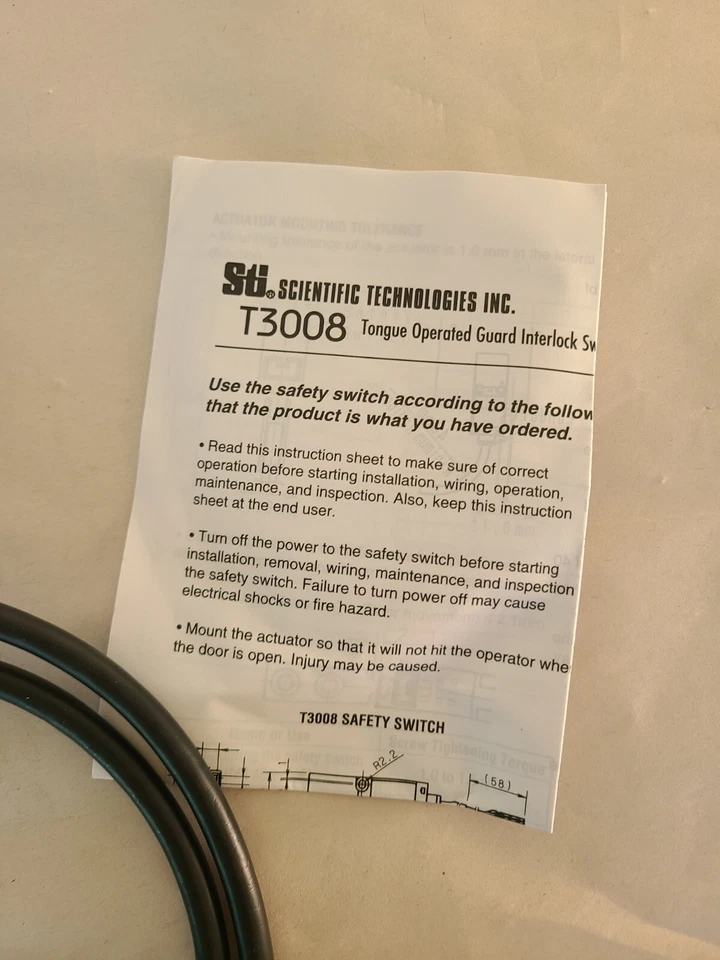 STI T3008-11 Safety Switch No Act'r 1NC+1NO,44524-9010 1 M CABLE Factory Sealed - Image 2 of 4