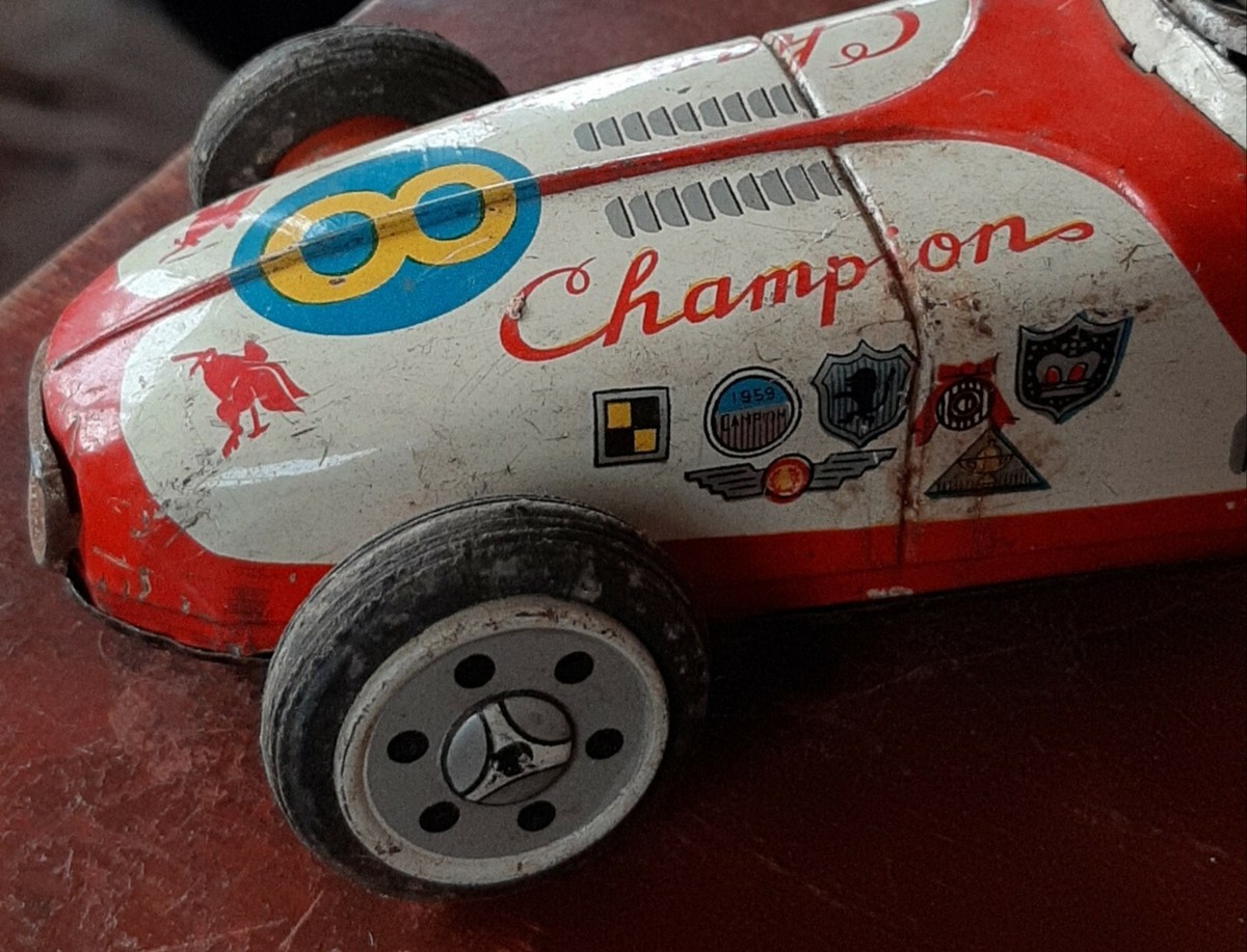 Vintage 1950-60's ATC Asahi Japan Tin Friction Champion 8 Vintage 1950-60's ATC Asahi Japan Tin Friction Champion 8