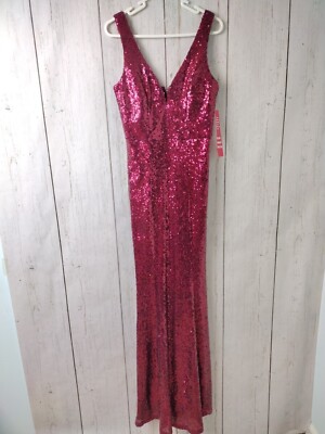 Crystal Doll Dress Womens Sz 5 Burgundy Red Sequin Gown Full Length Formal  *Flaw | eBay