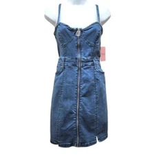 Juicy Couture Denim Dress Womens Size Medium High Waist Blue Zip Up