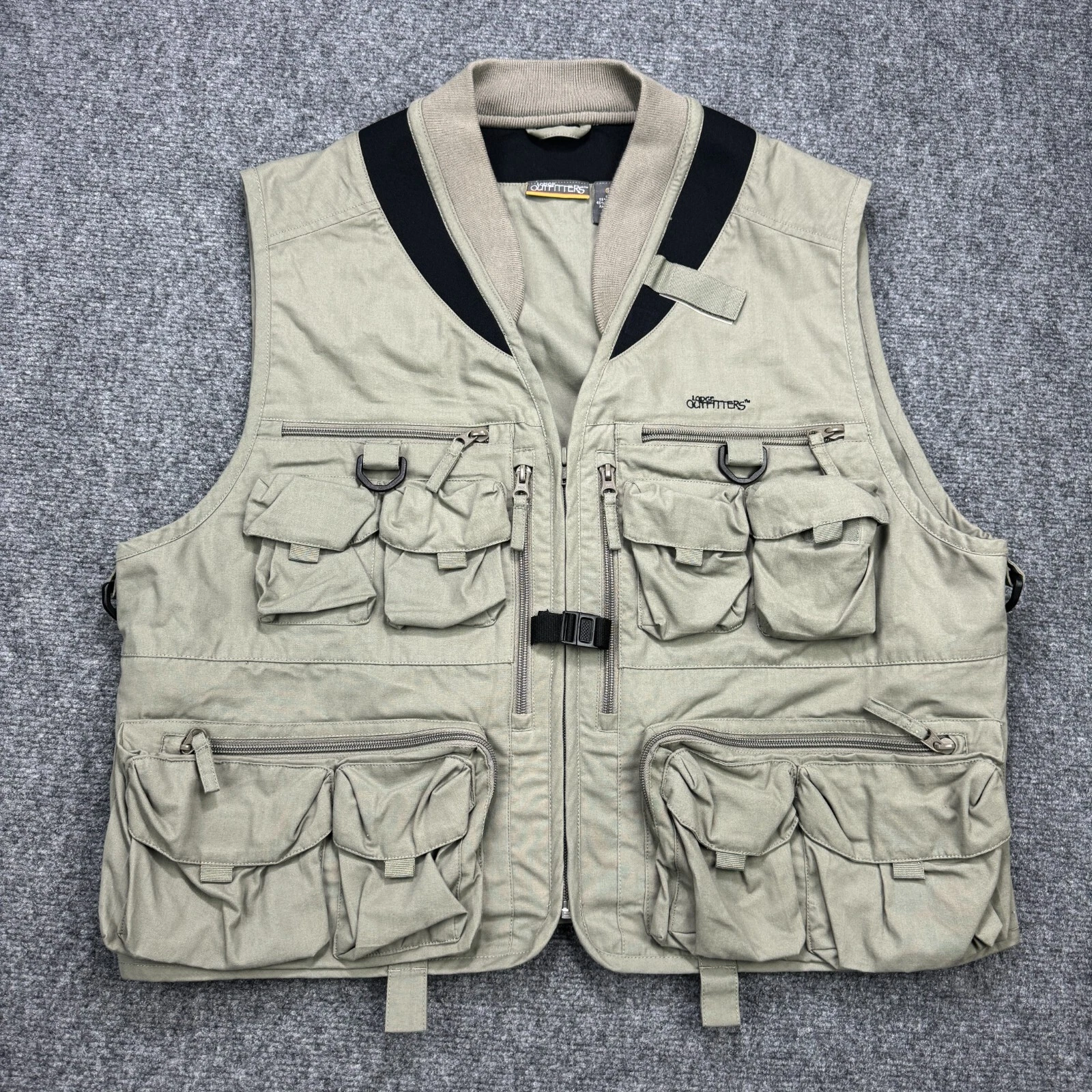 Lodge Outfitters Vest Mens Large Tan Fishing Pockets Adjustable Game Fowl Back