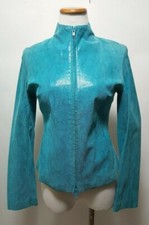 Express World Brand Turquoise Snake Texture Leather Jacket Size 3/4