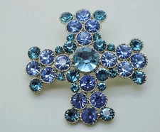 EXQUISITE MALTESE CROSS STYLE LT BLUE/ BLUE  FASHION BROOCH & PENDANT YD30