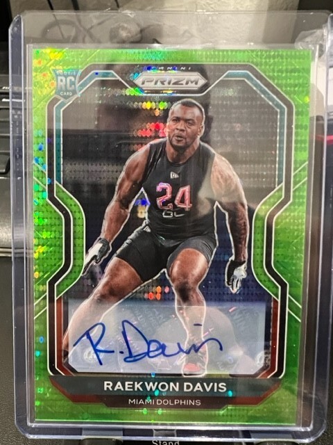2020 Prizm Raekwon Davis Rookie Neon Green Pulsar Auto #341 Dolphins