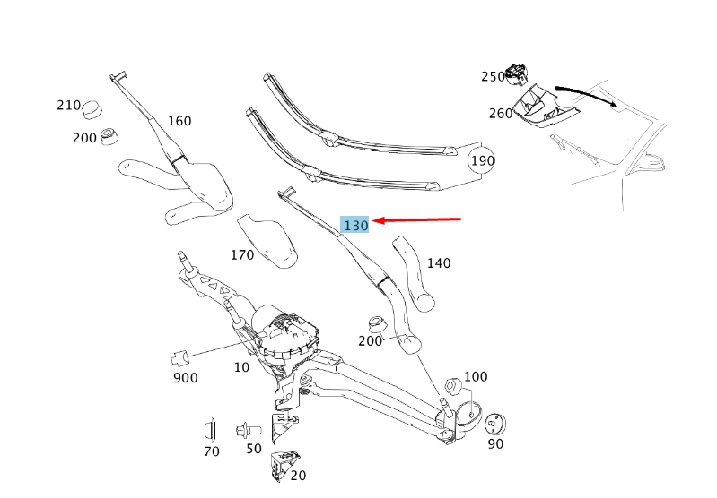 MERCEDES-BENZ E W212 Front Left Wiper Arm LHD A2128201544