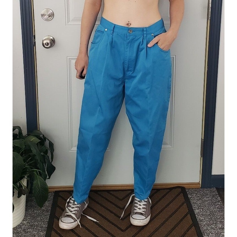80s Gitano Blue Pleated Pants Gem